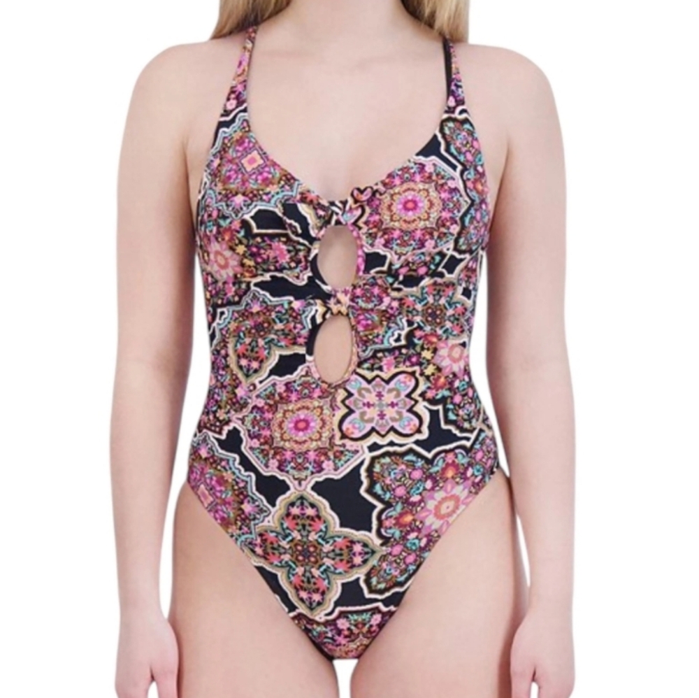 BCBGMAXAZRIA Boho Colorful Print One Piece Swimsuit